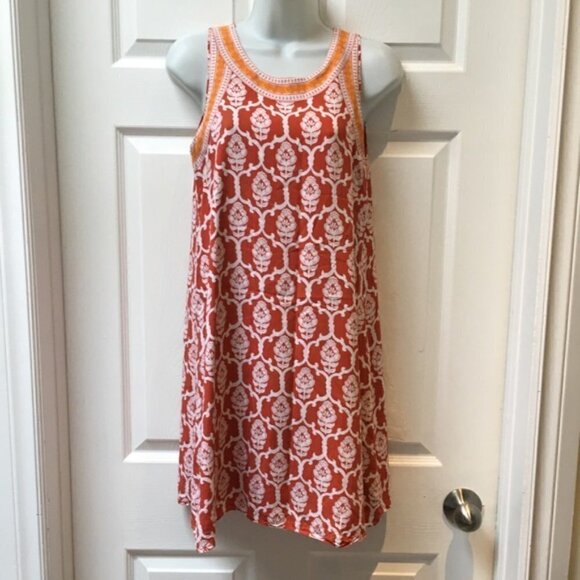 𝅺hatley Orange White Floral Print Sleeveless Dress - Picture 2 of 9